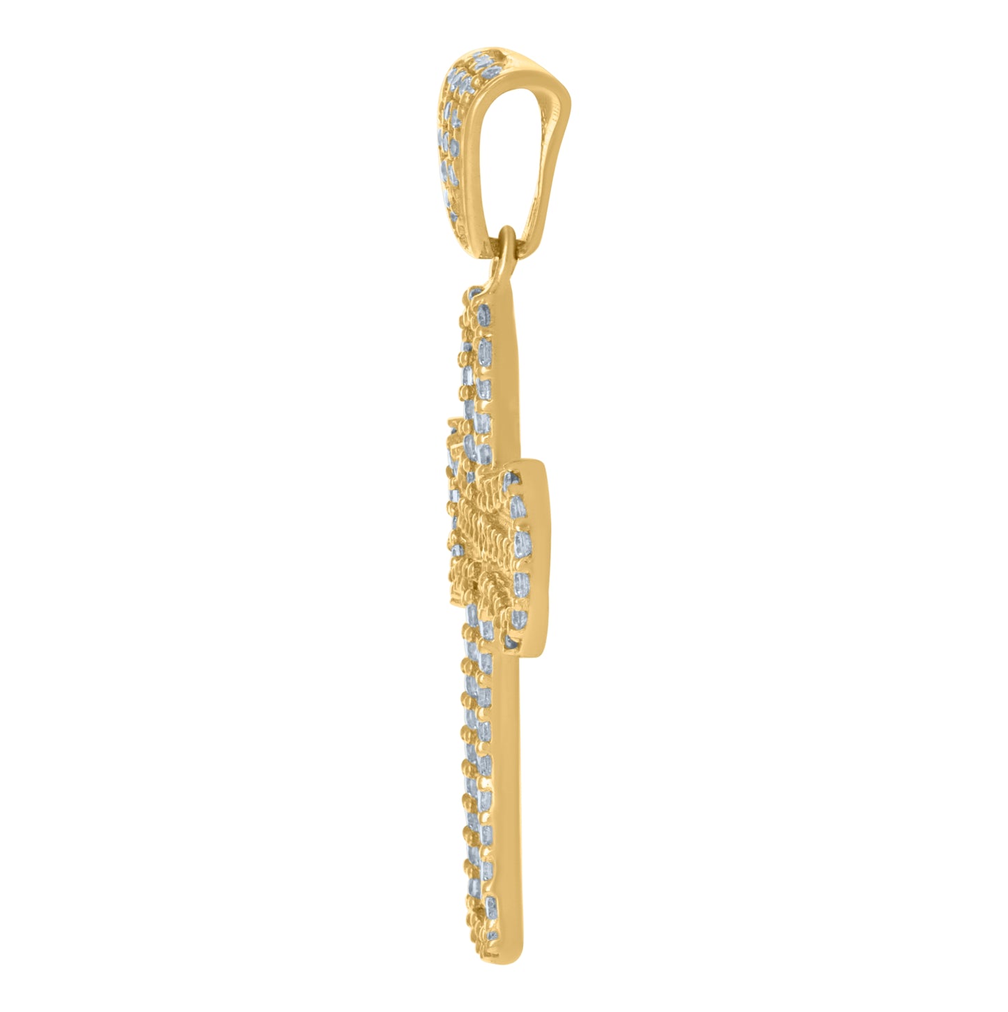 10K Yellow Gold Mens Cubic-Zirconia Cross Religious Charm Pendant
