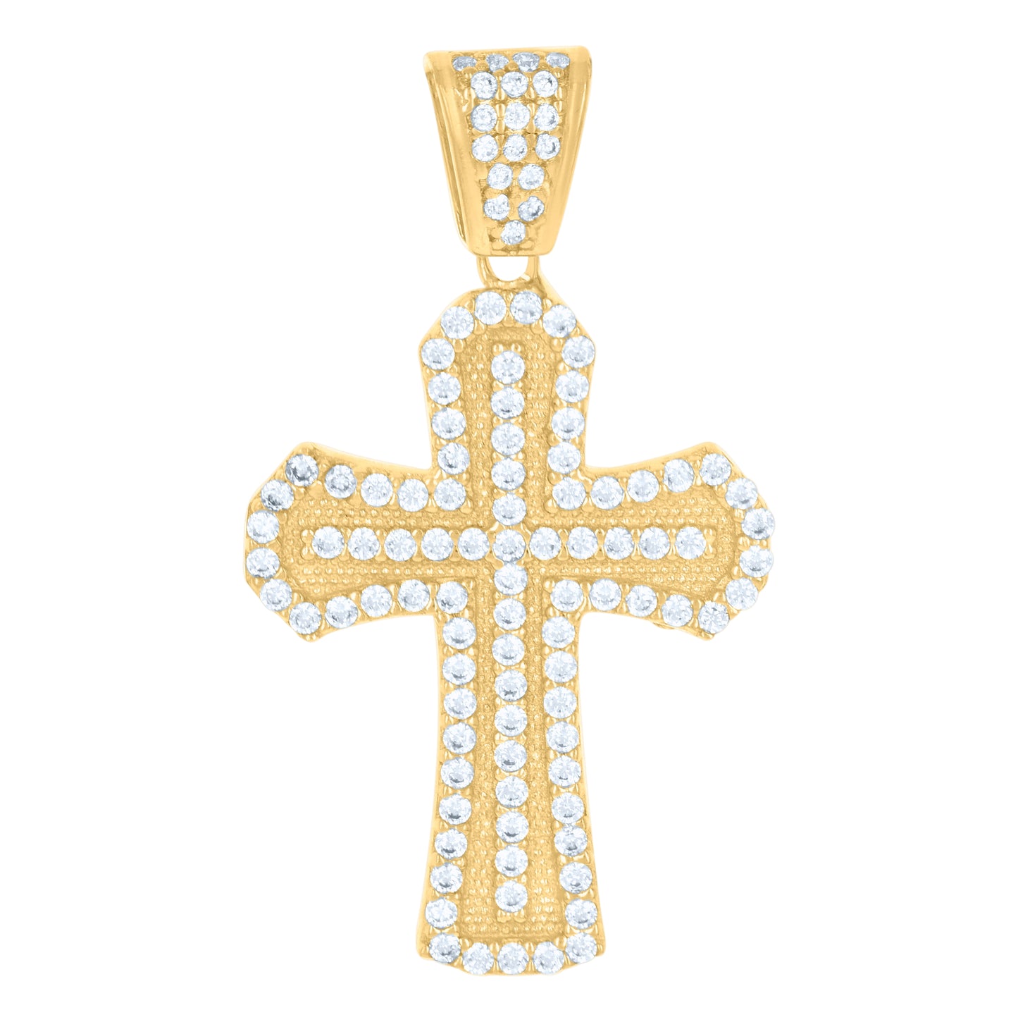 10K Yellow Gold Mens Cubic-Zirconia Cross Religious Charm Pendant