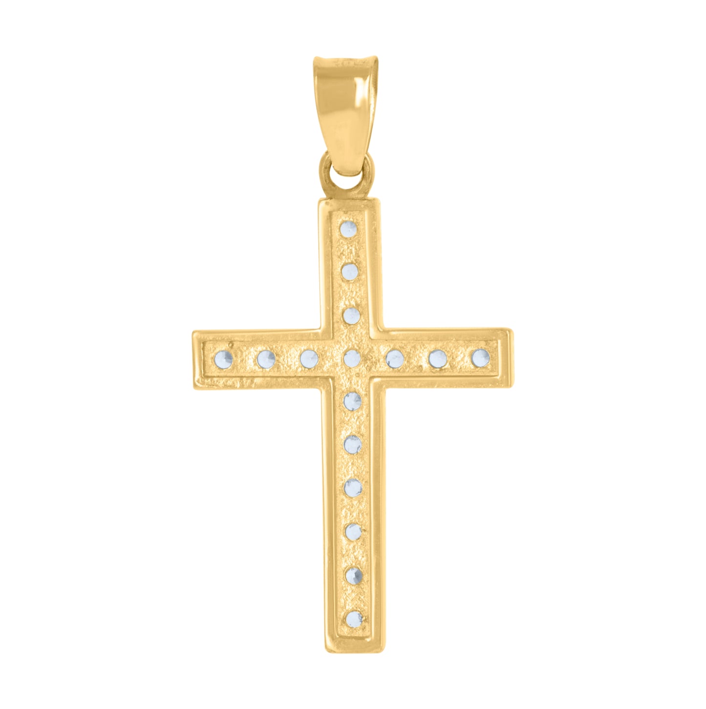 10K Yellow Gold Unisex Cubic-Zirconia Cross Religious Charm Pendant