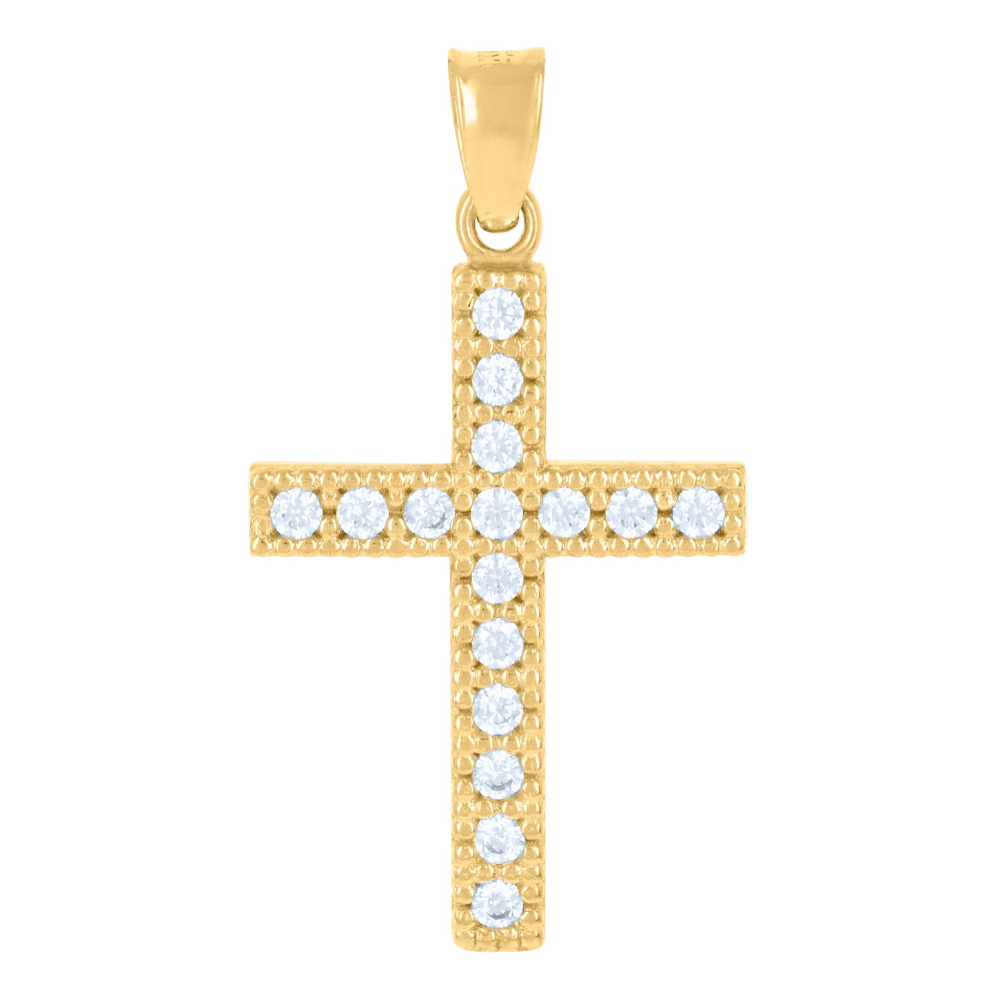 10K Yellow Gold Unisex Cubic-Zirconia Cross Religious Charm Pendant