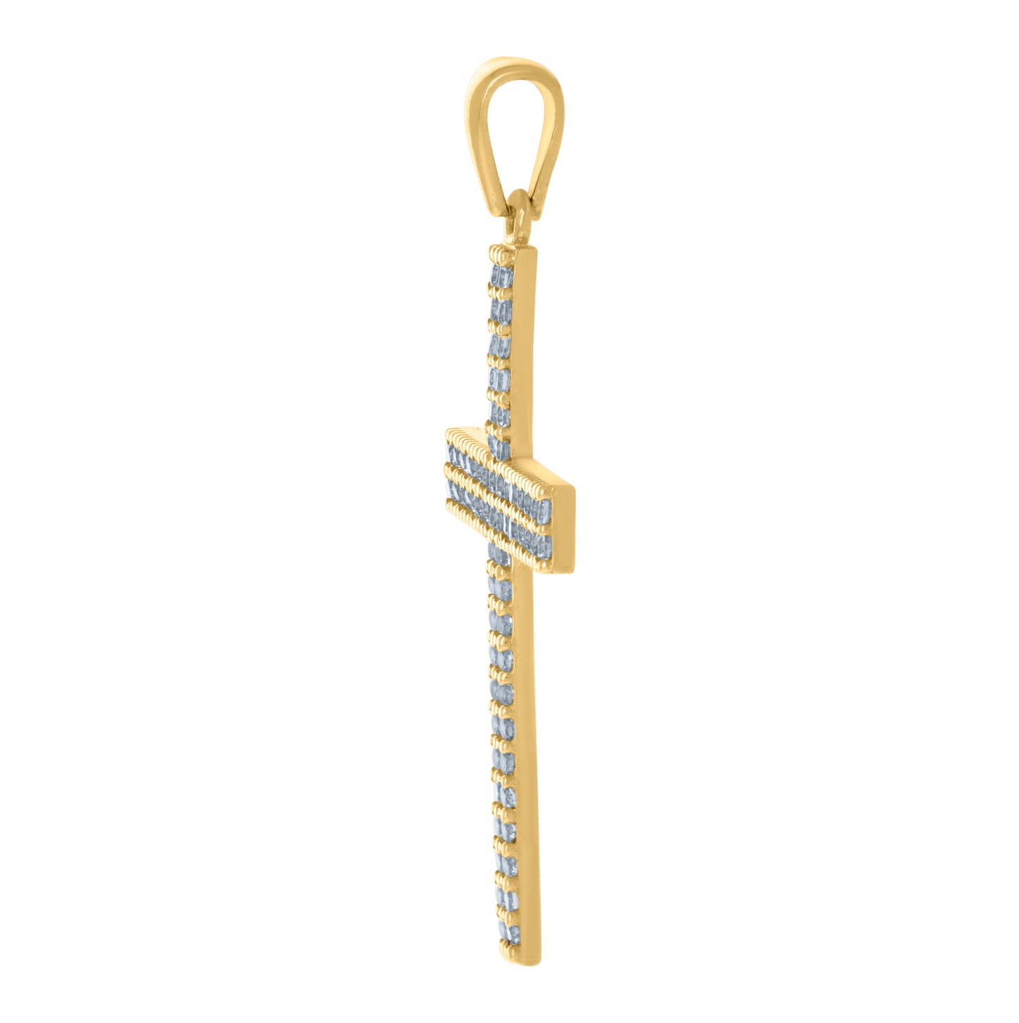 10K Yellow Gold Unisex Cubic-Zirconia Cross Religious Charm Pendant