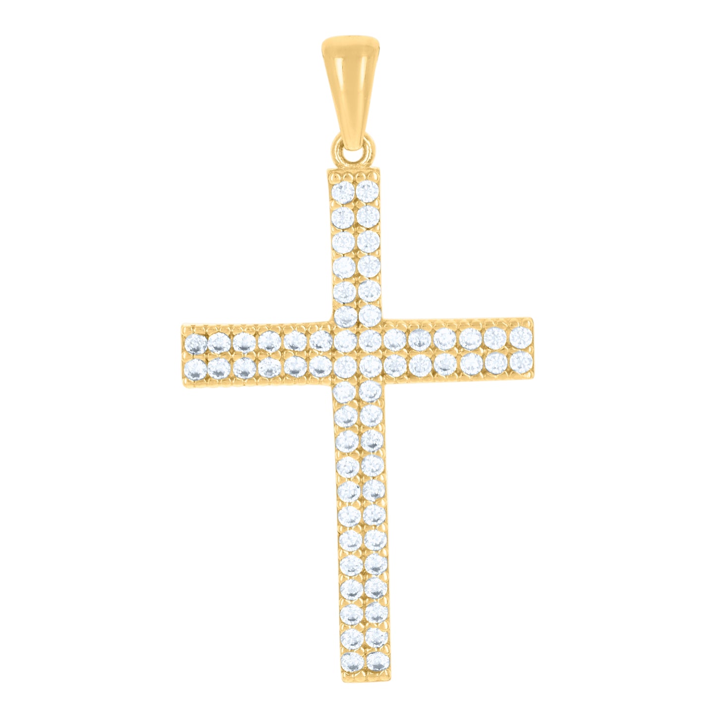 10K Yellow Gold Unisex Cubic-Zirconia Cross Religious Charm Pendant