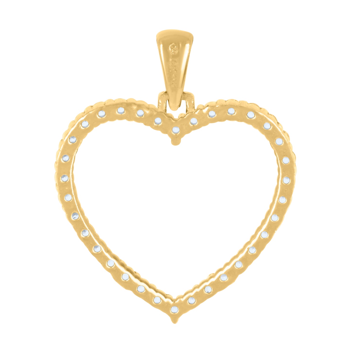 10K Yellow Gold Womens Cubic-Zirconia Heart Charm Pendant