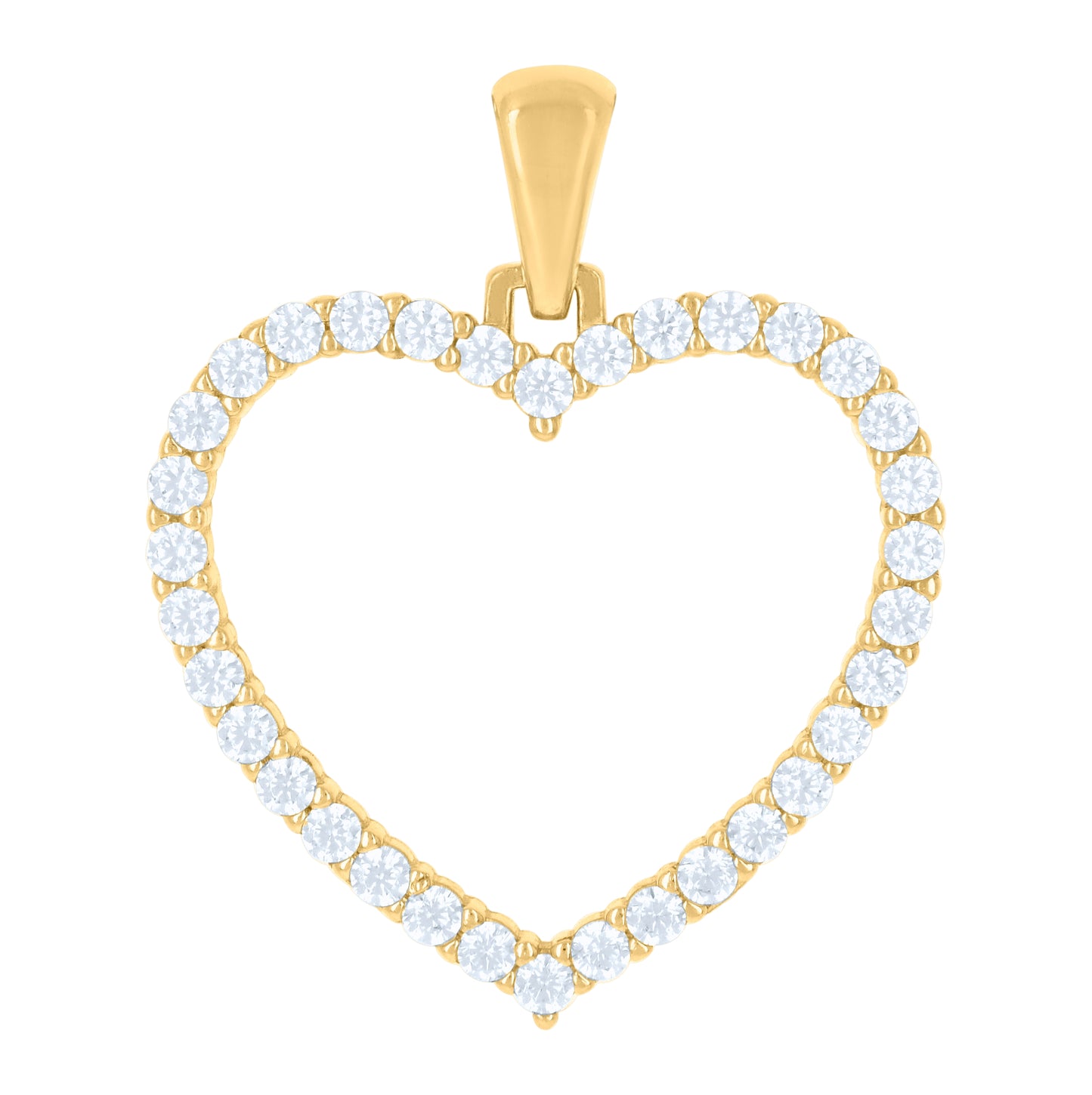 10K Yellow Gold Womens Cubic-Zirconia Heart Charm Pendant