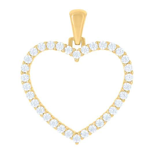 10K Yellow Gold Womens Cubic-Zirconia Heart Charm Pendant