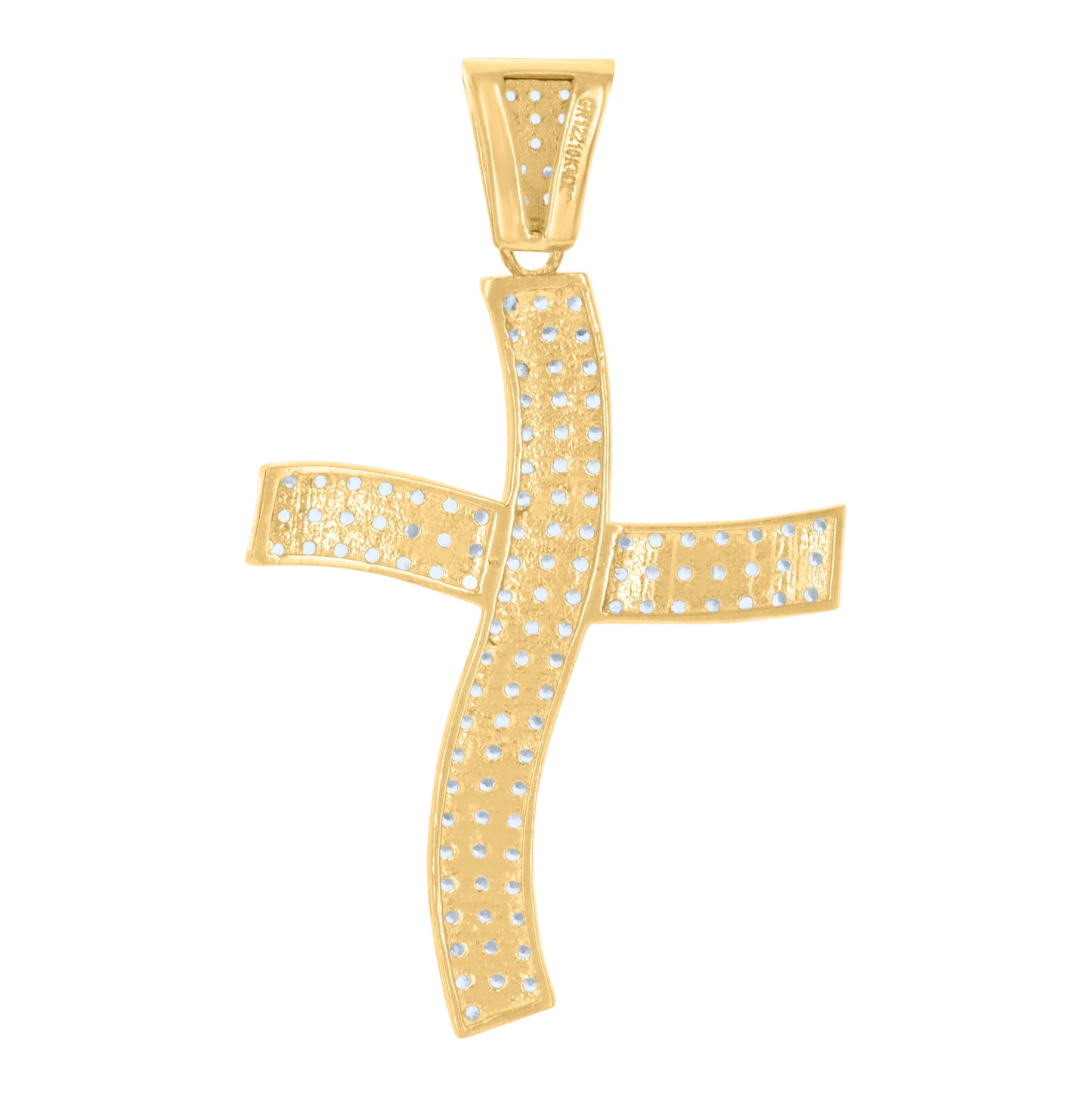 10K Yellow Gold Unisex Cubic-Zirconia Cross Religious Charm Pendant