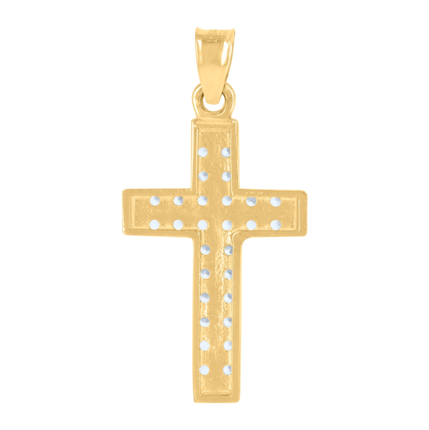 10K Yellow Gold Womens Cubic-Zirconia Cross Religious Charm Pendant