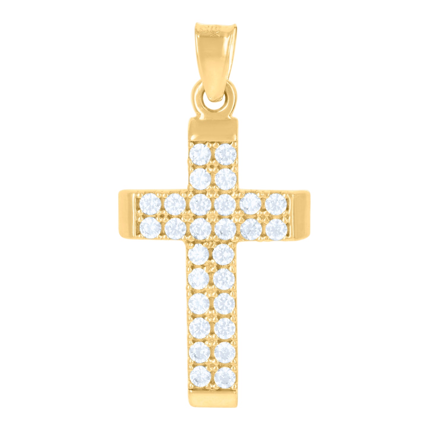 10K Yellow Gold Womens Cubic-Zirconia Cross Religious Charm Pendant