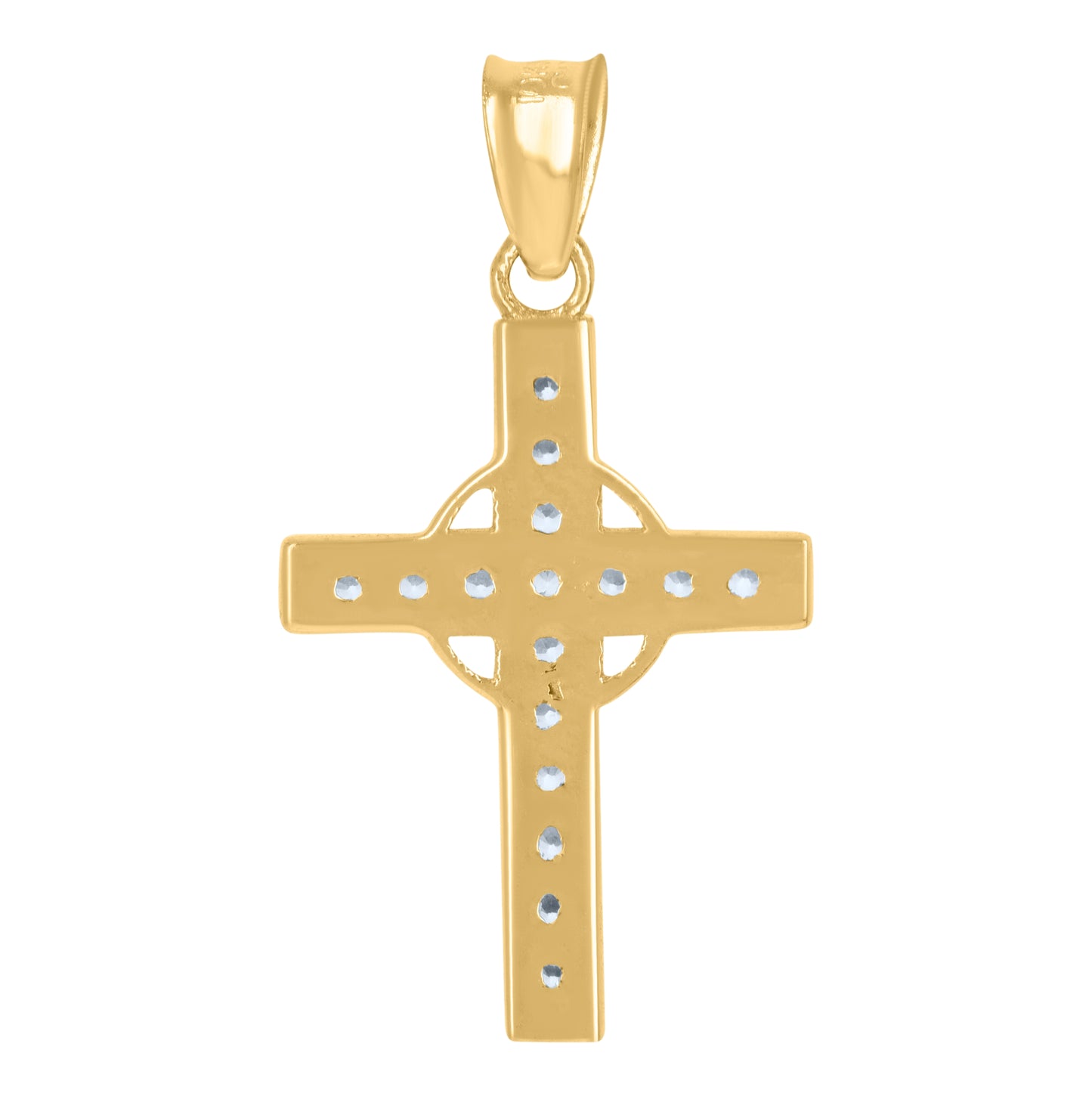 10K Yellow Gold Womens Cubic-Zirconia Cross Religious Charm Pendant