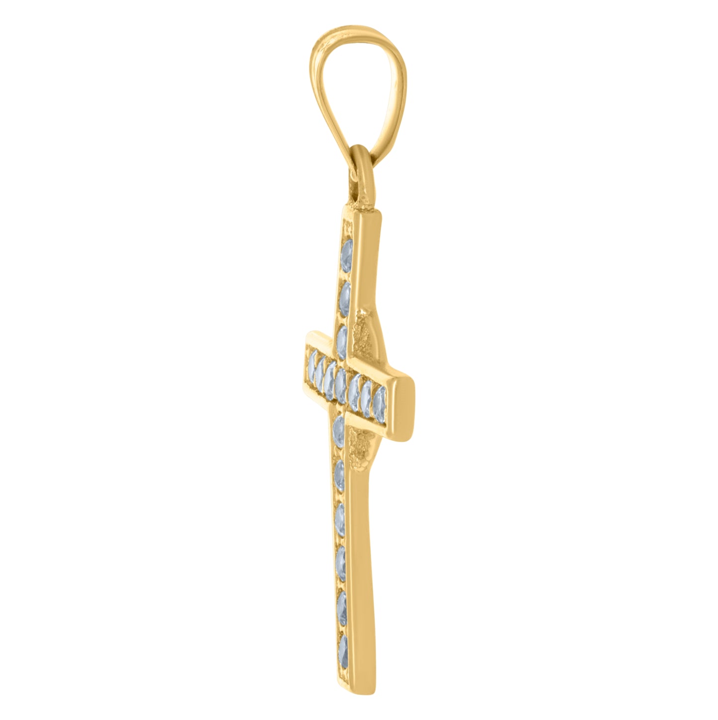 10K Yellow Gold Womens Cubic-Zirconia Cross Religious Charm Pendant