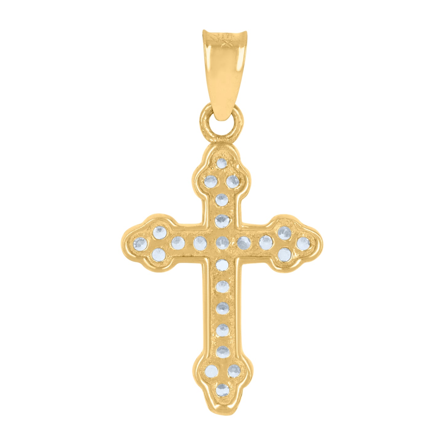 10K Yellow Gold Womens Cubic-Zirconia Cross Religious Charm Pendant