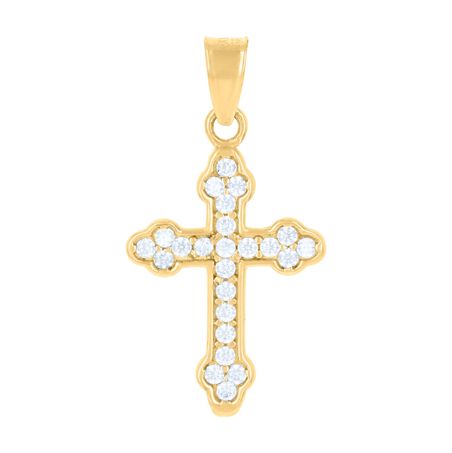 10K Yellow Gold Womens Cubic-Zirconia Cross Religious Charm Pendant