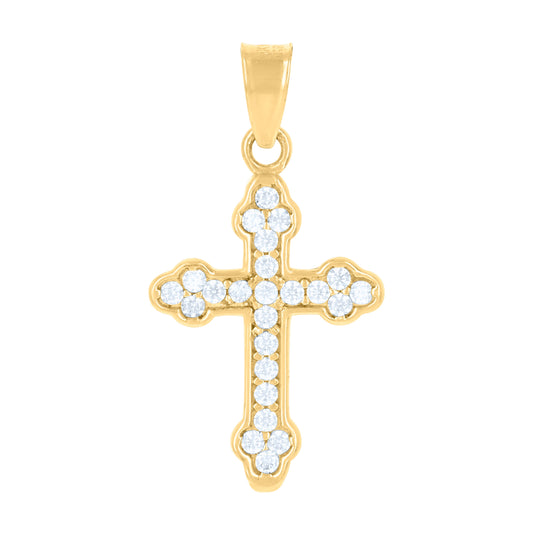 10K Yellow Gold Womens Cubic-Zirconia Cross Religious Charm Pendant