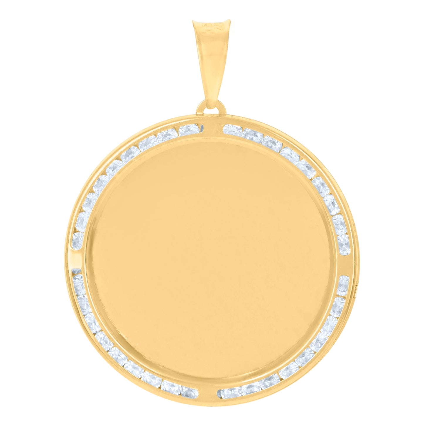 10K Yellow Gold Mens Cubic-Zirconia Photo Frame Charm Pendant