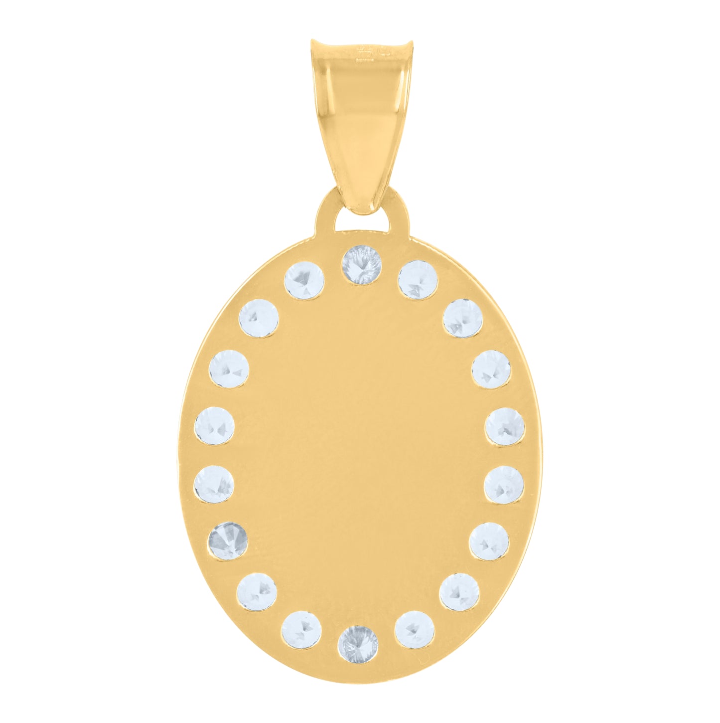 10K Yellow Gold Unisex Cubic-Zirconia Medallion St. Lazarus Religious Charm Pendant