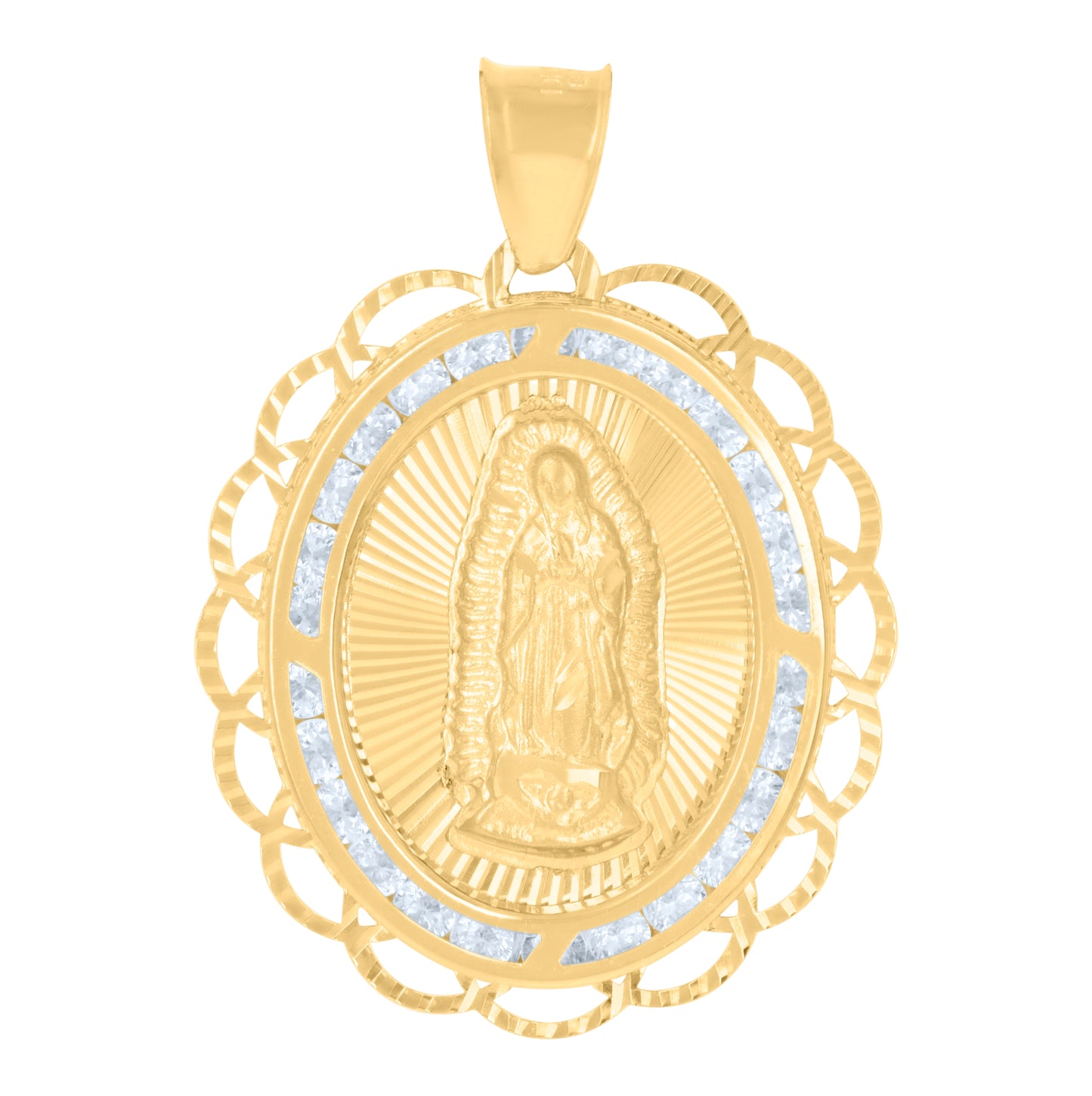 10K Yellow Gold Womens Cubic-Zirconia Guadalupe Religious Charm Pendant