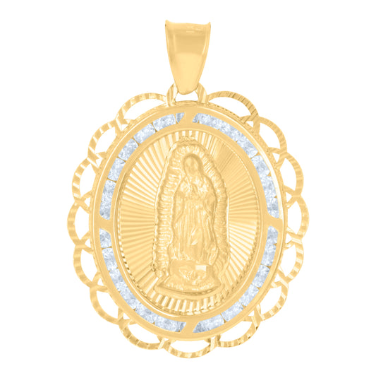10K Yellow Gold Womens Cubic-Zirconia Guadalupe Religious Charm Pendant