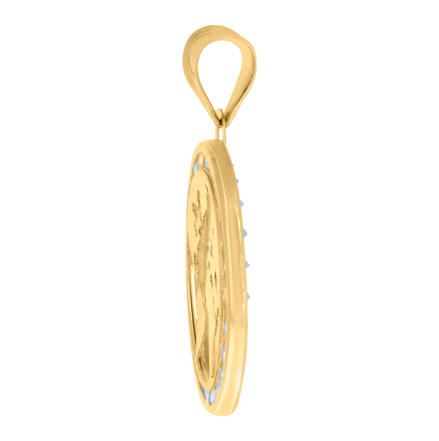 10K Yellow Gold Unisex Cubic-Zirconia World Map Charm Pendant