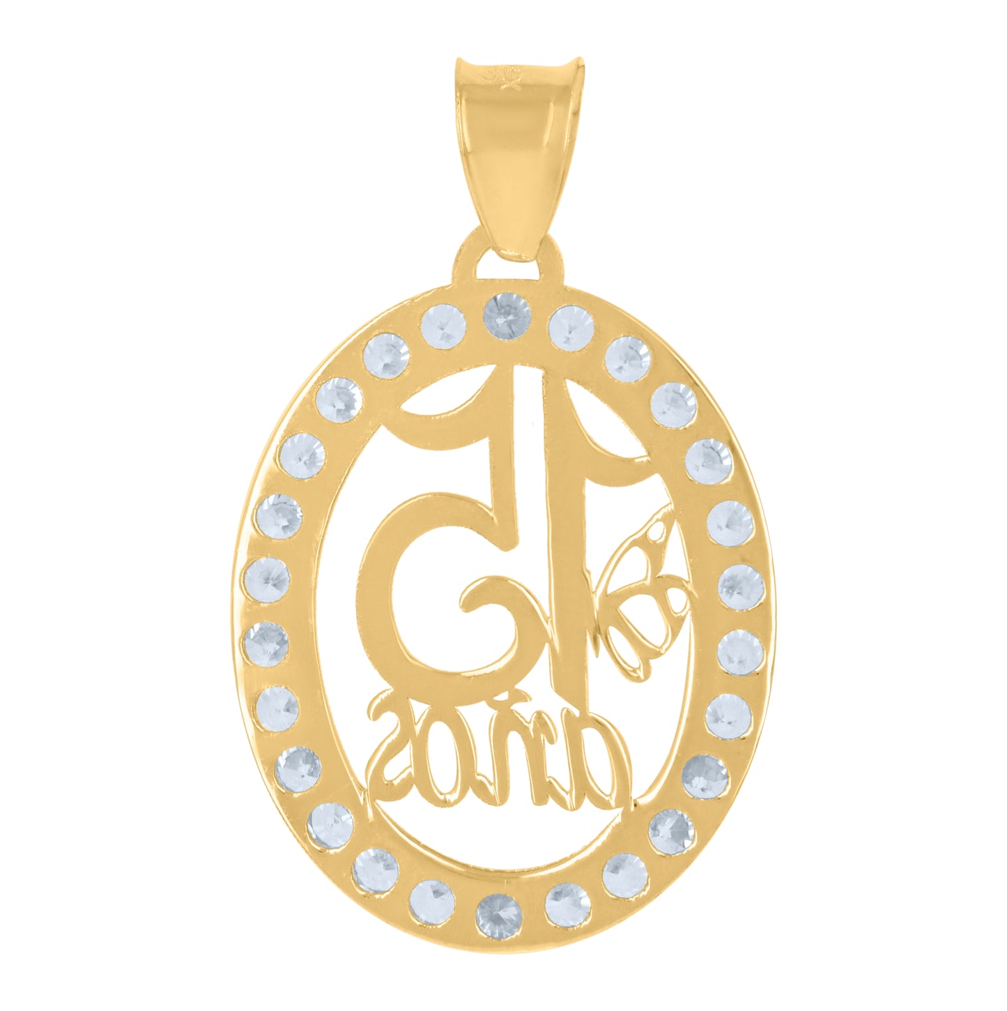 10K Yellow Gold Womens Cubic-Zirconia Anos 15 Quinceanera Charm Pendant