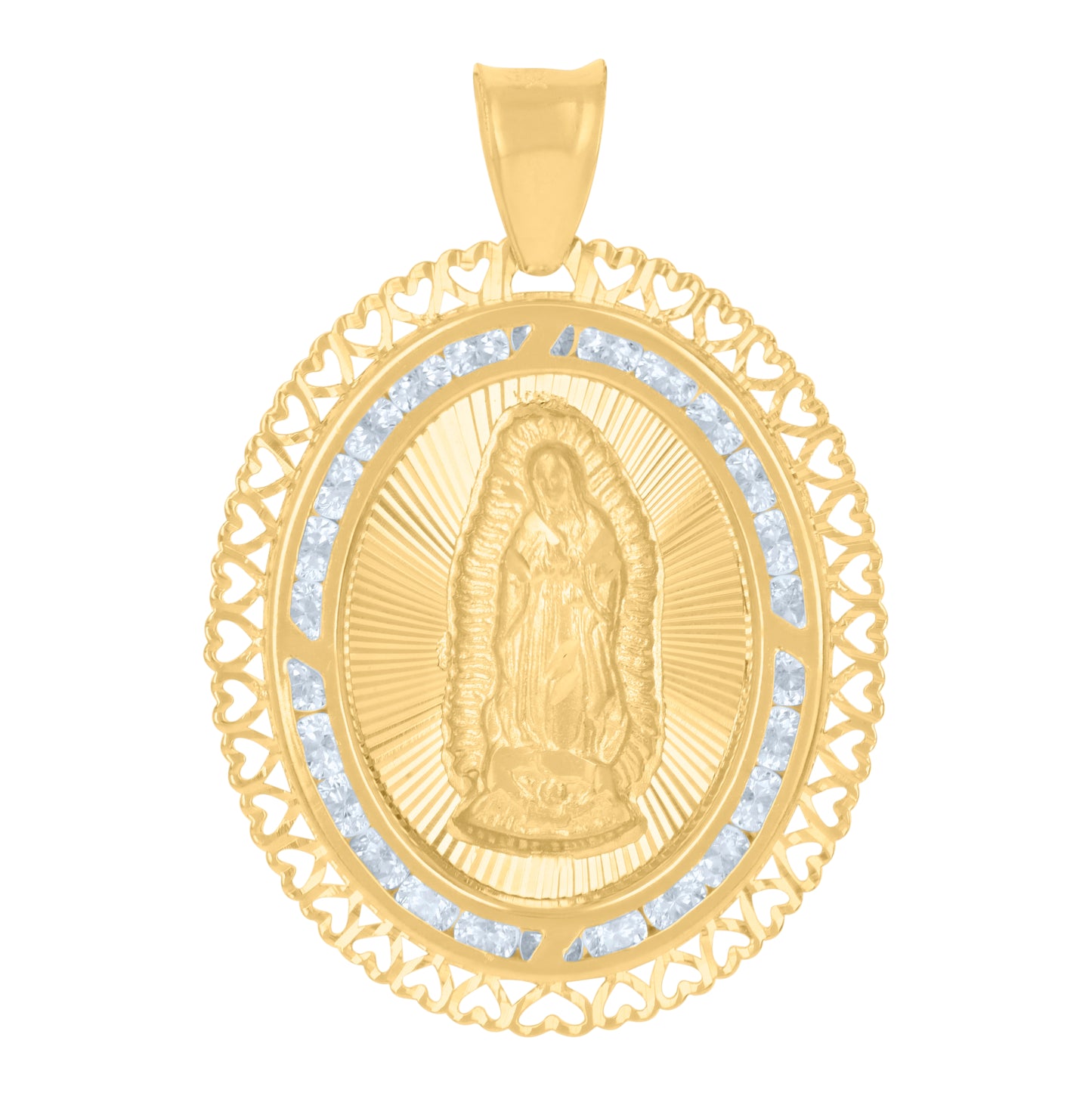 10K Yellow Gold Womens Cubic-Zirconia Guadalupe Religious Charm Pendant