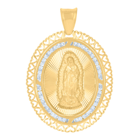 10K Yellow Gold Womens Cubic-Zirconia Guadalupe Religious Charm Pendant