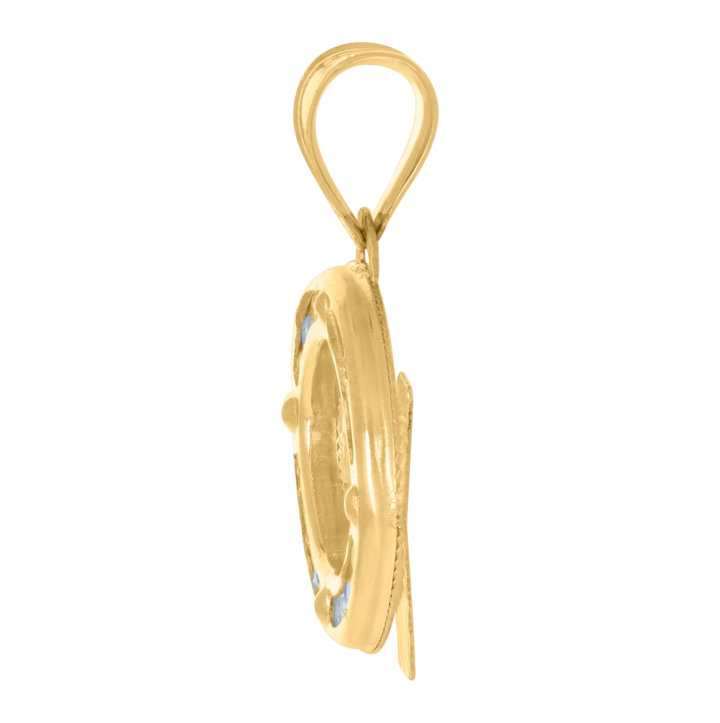 10K Yellow Gold Unisex Cubic-Zirconia Ichthus Jesus Religious Charm Pendant
