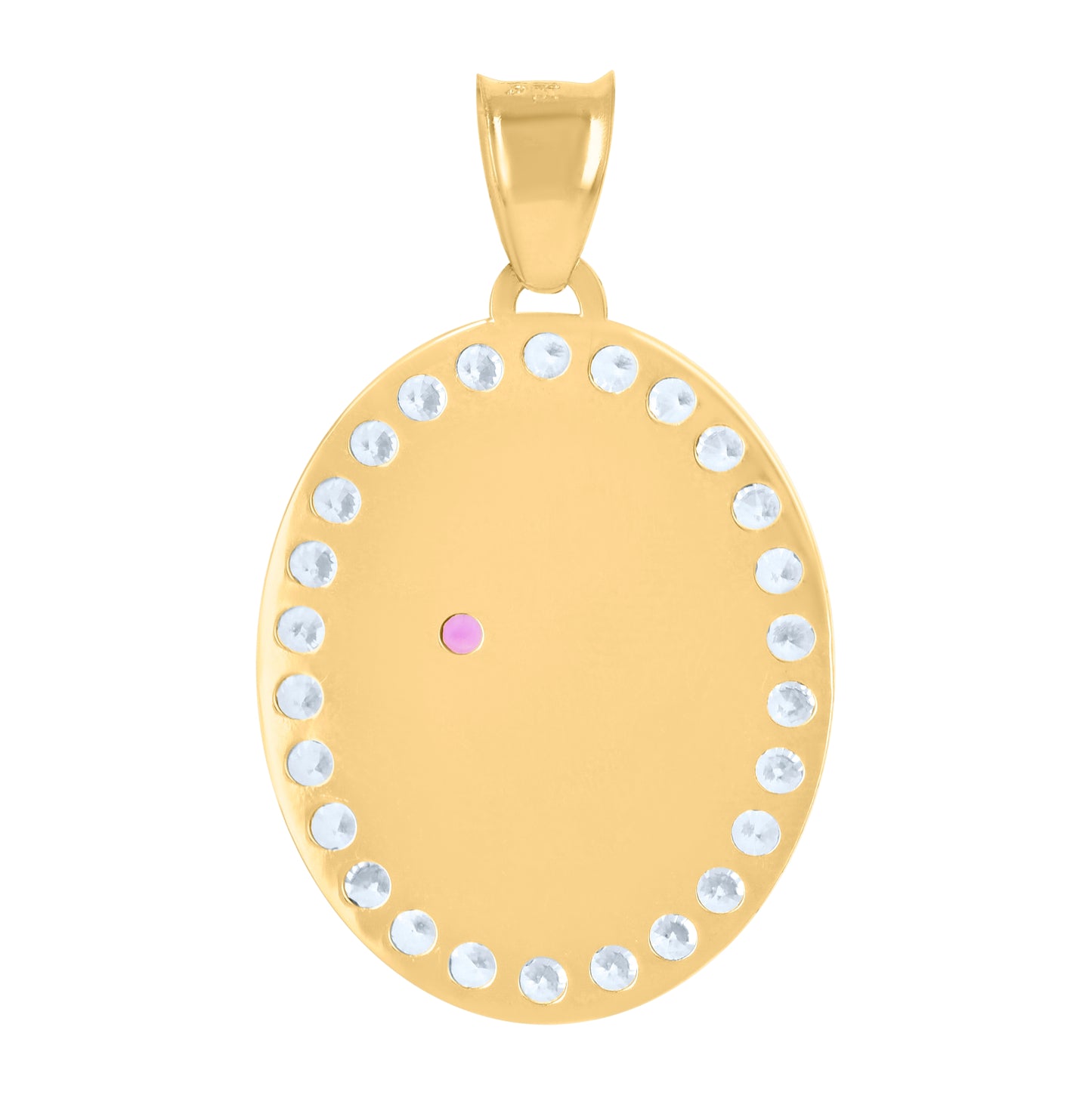10K Yellow Gold Womens Red White Cubic-Zirconia St. Barbara Religious Charm Pendant