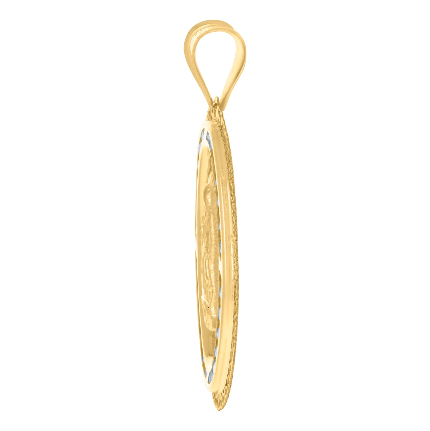 10K Yellow Gold Mens Cubic-Zirconia Guadalupe Religious Charm Pendant