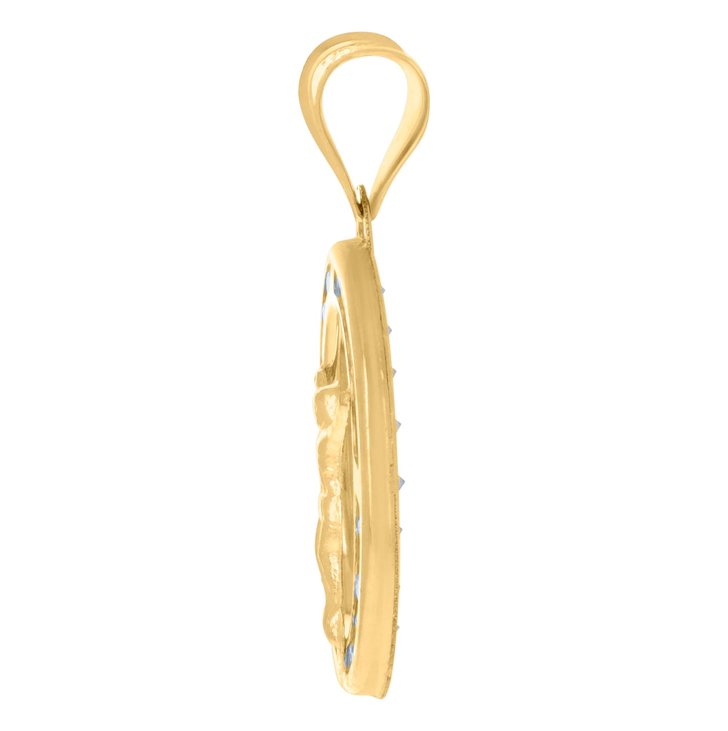 10K Two-Tone Gold Unisex Cubic-Zirconia Crucifix Jesus Religious Charm Pendant