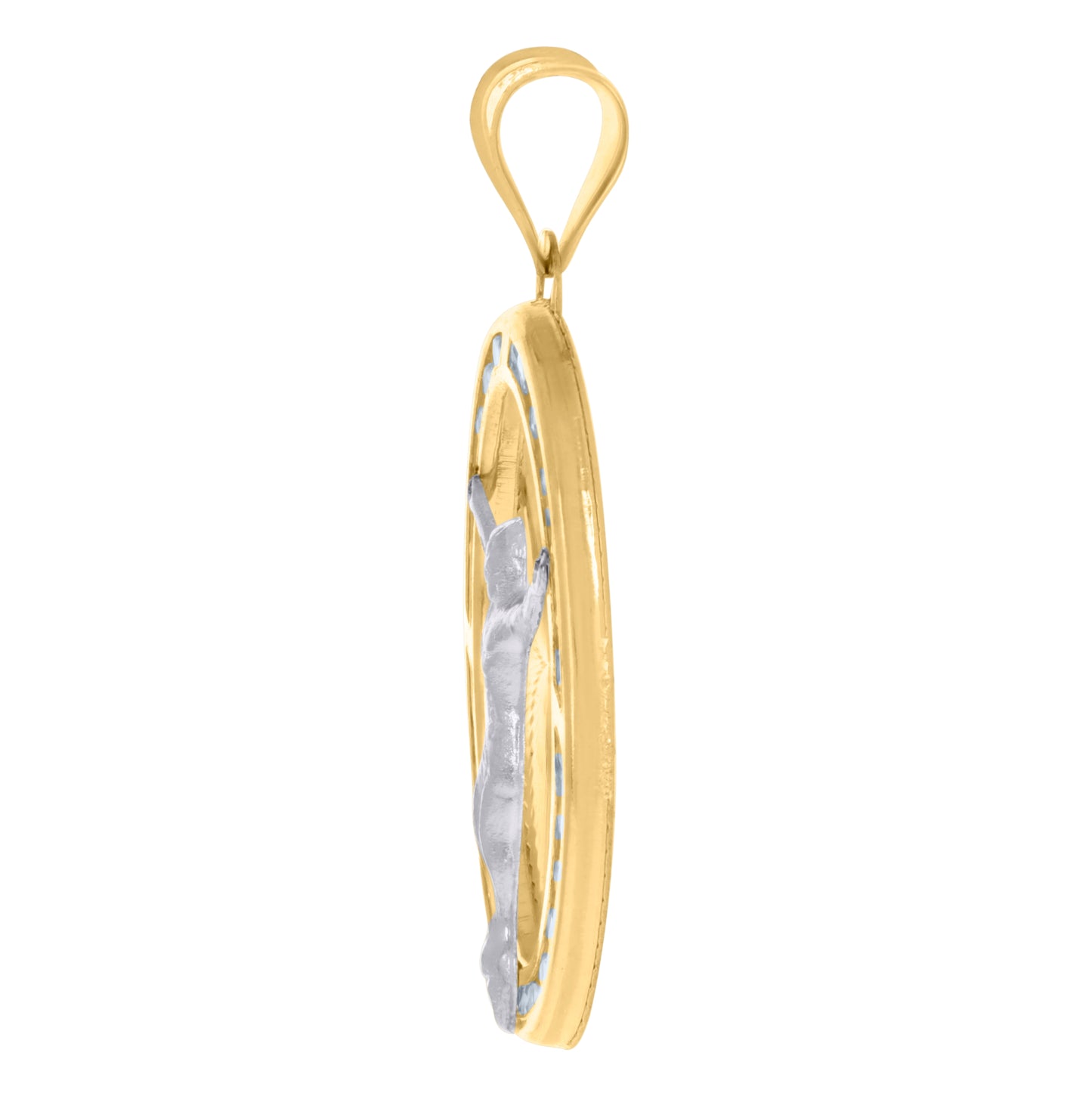 10K Two-Tone Gold Unisex Cubic-Zirconia Crucifix Jesus Religious Charm Pendant