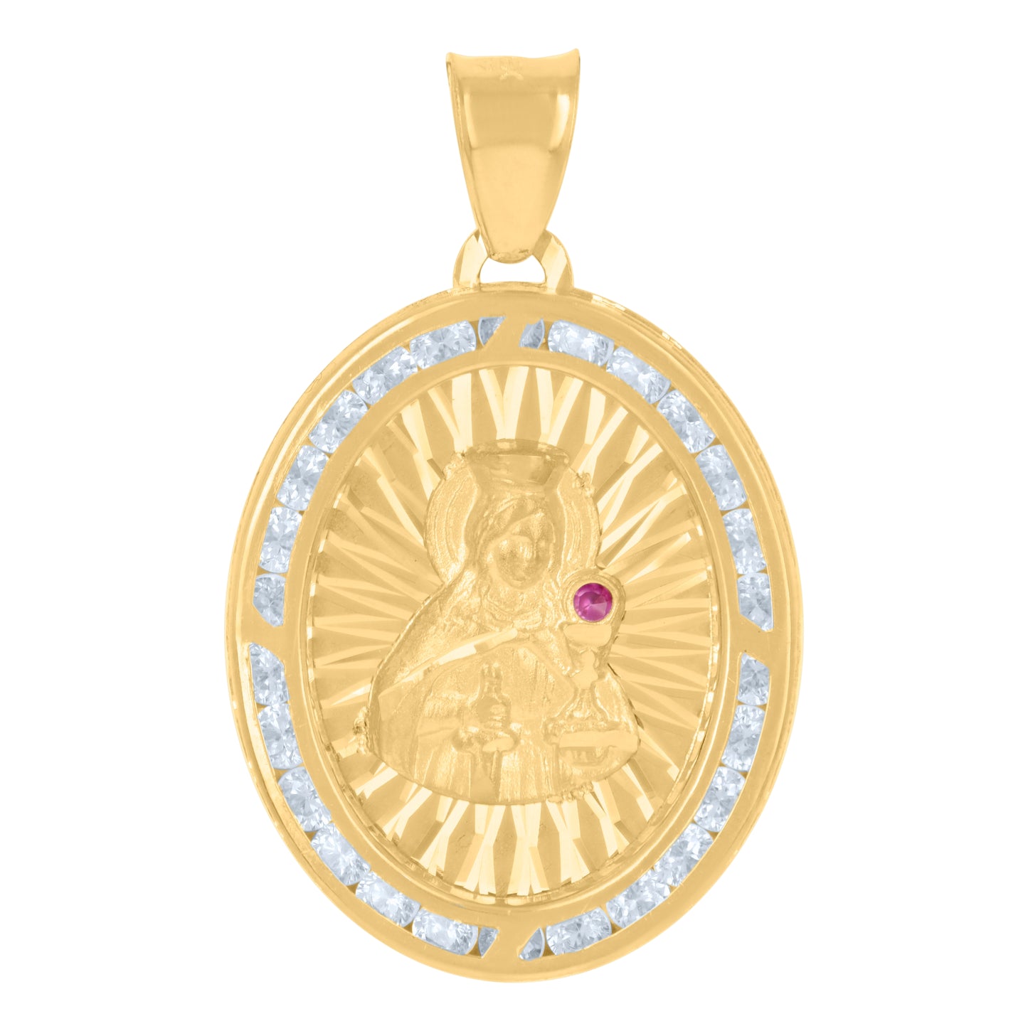 10K Two-Tone Gold Unisex Cubic-Zirconia Crucifix Jesus Religious Charm Pendant