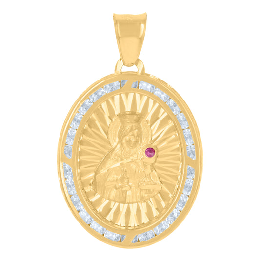 10K Two-Tone Gold Unisex Cubic-Zirconia Crucifix Jesus Religious Charm Pendant