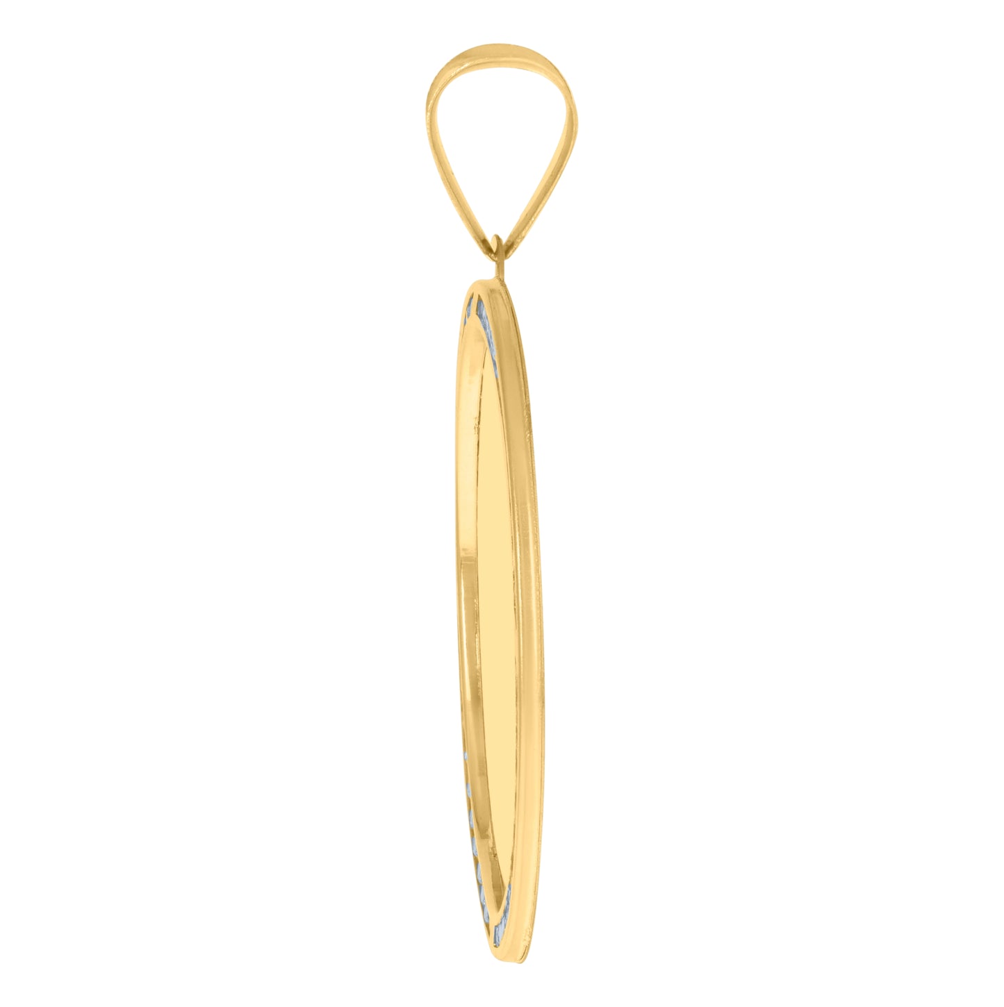 10K Yellow Gold Mens Cubic-Zirconia Photo Frame Charm Pendant