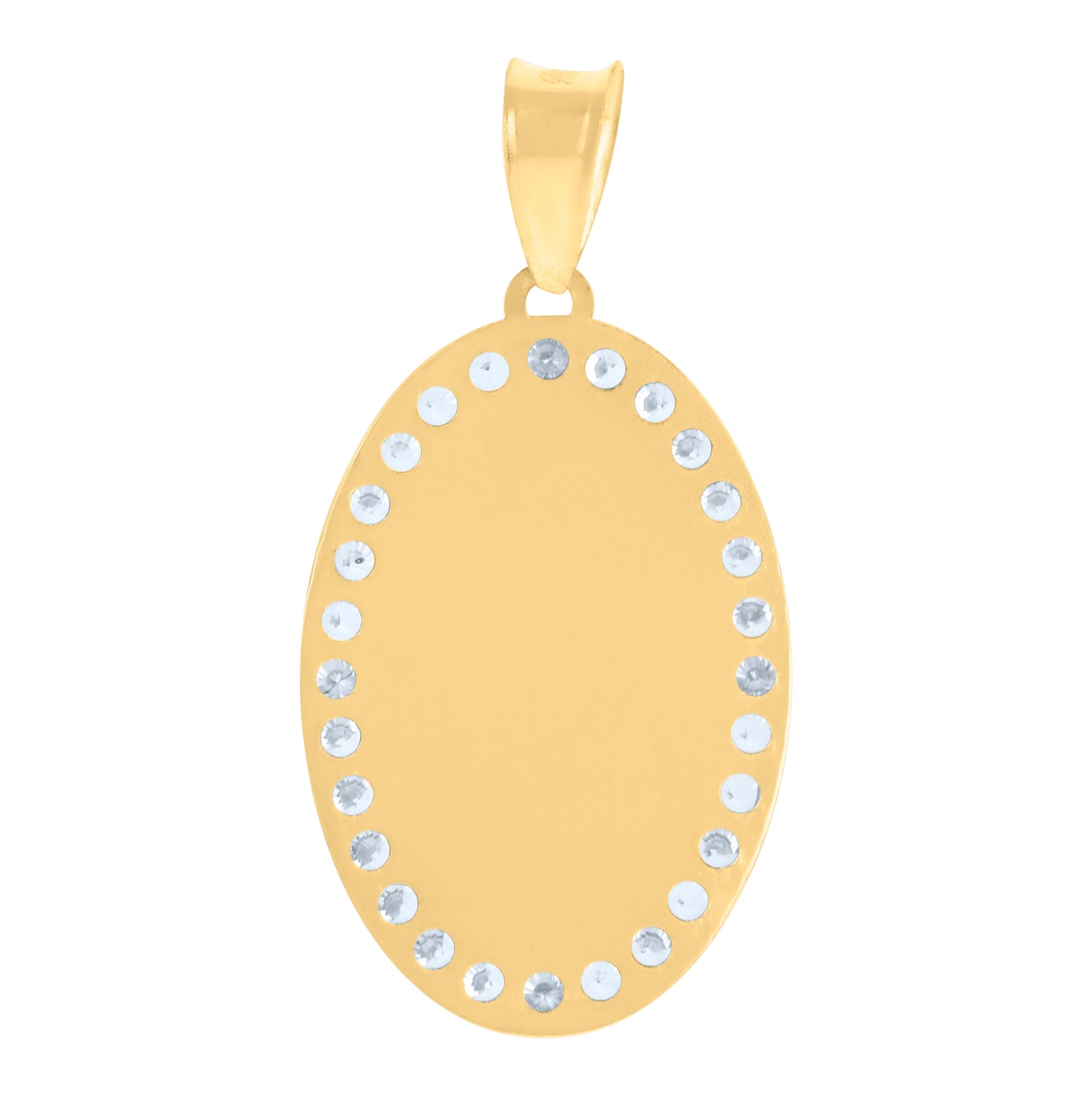 10K Yellow Gold Unisex Cubic-Zirconia Oval Photo Frame Charm Pendant