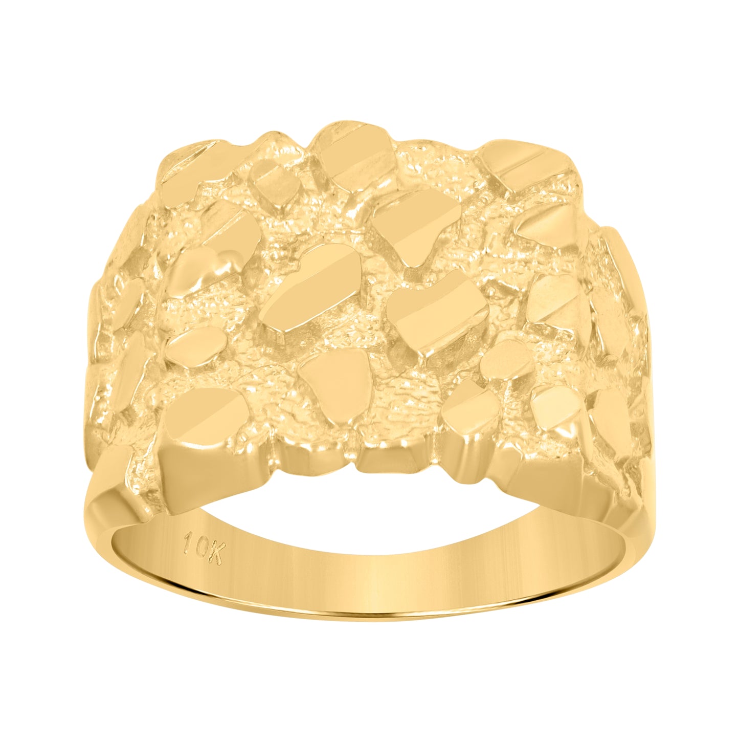 10K Yellow Gold Mens Nugget Fashion Ring
