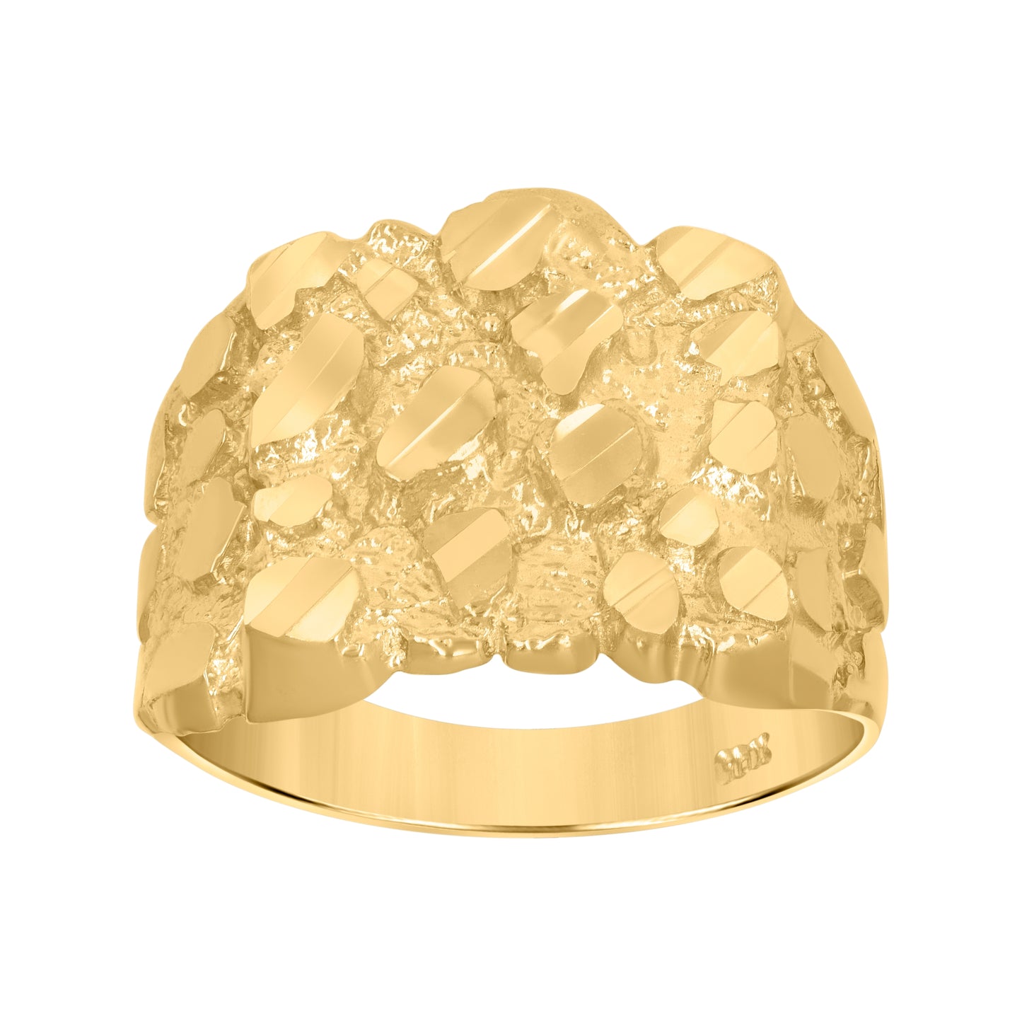 10K Yellow Gold Mens Nugget Fashion Ring