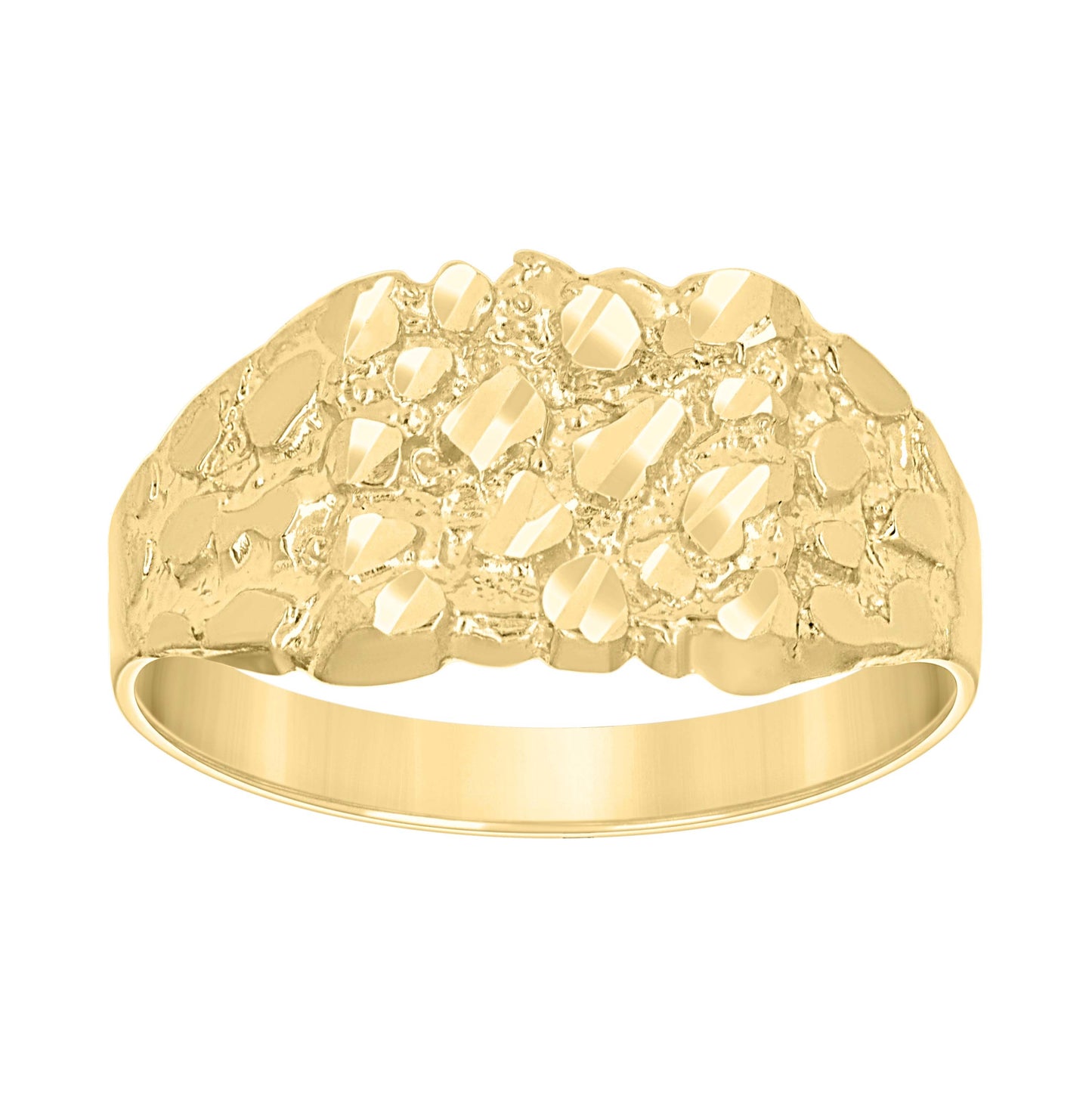 10K Yellow Gold Unisex Diamond-cut Nugget Fashion Ring