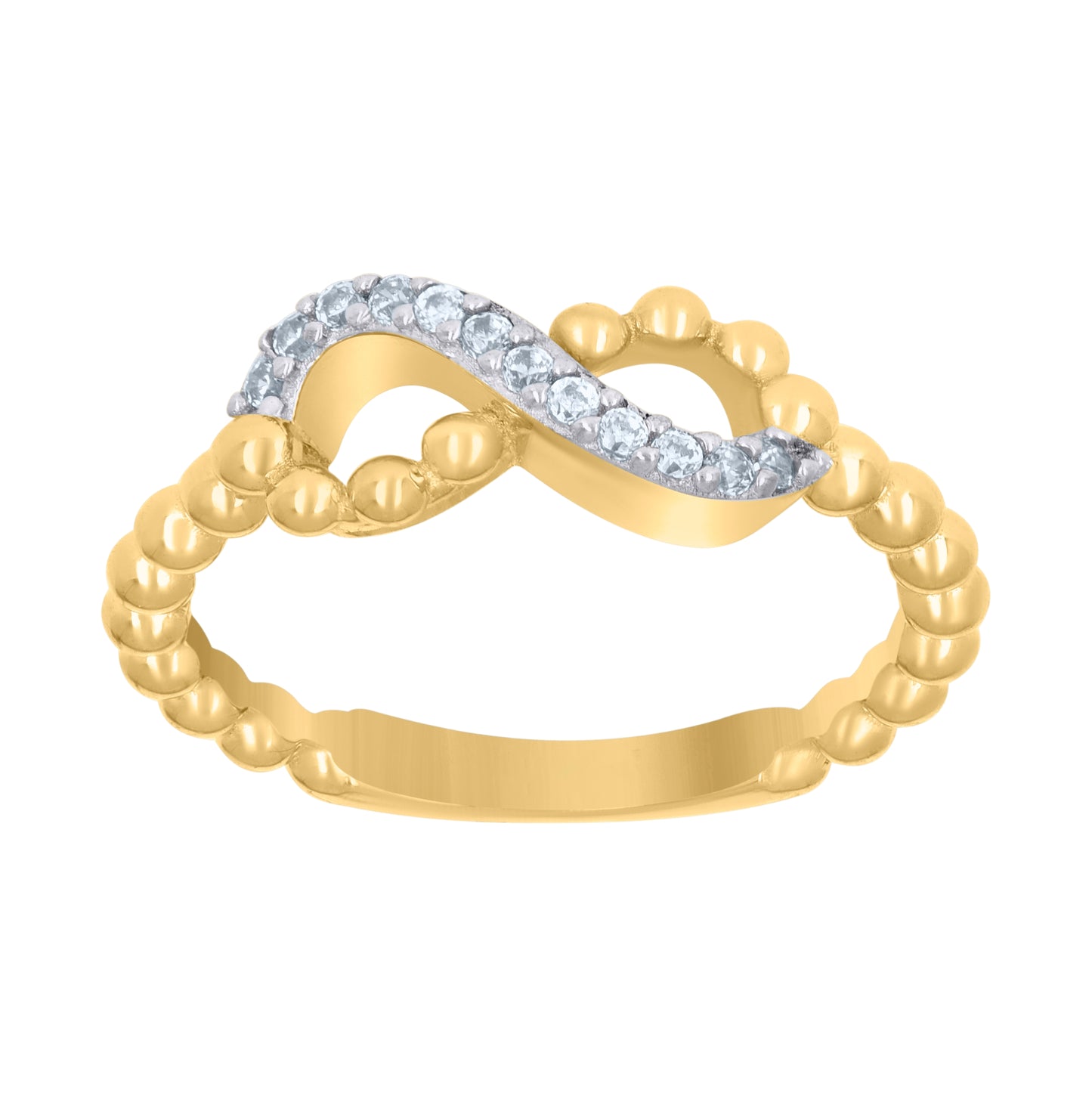 10K Two-Tone Gold Womens Cubic-Zirconia Love Symbol Infinity Ring