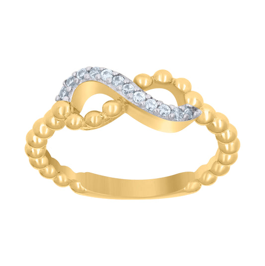 10K Two-Tone Gold Womens Cubic-Zirconia Love Symbol Infinity Ring