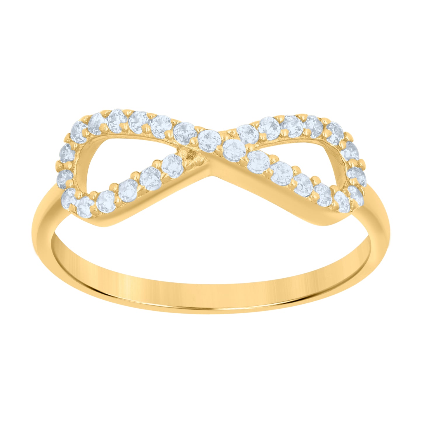 10K Yellow Gold Womens Cubic-Zirconia Love Symbol Infinity Ring