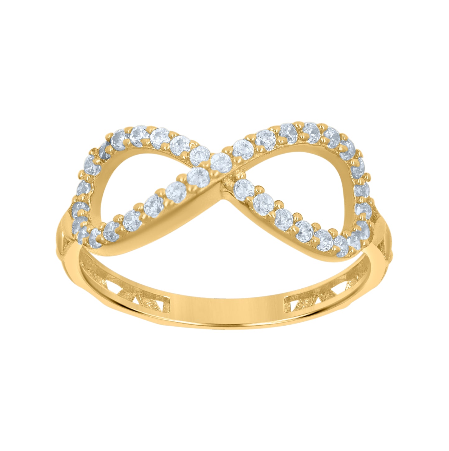 10K Yellow Gold Womens Cubic-Zirconia Love Symbol Infinity Ring