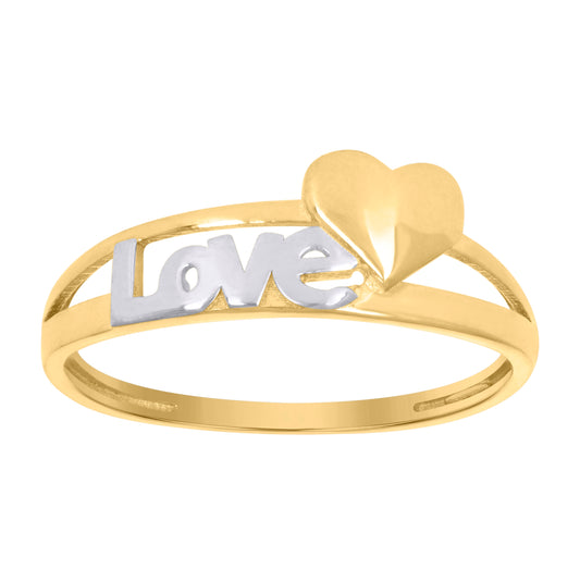 10K Two-Tone Gold Womens Love Heart Love Ring