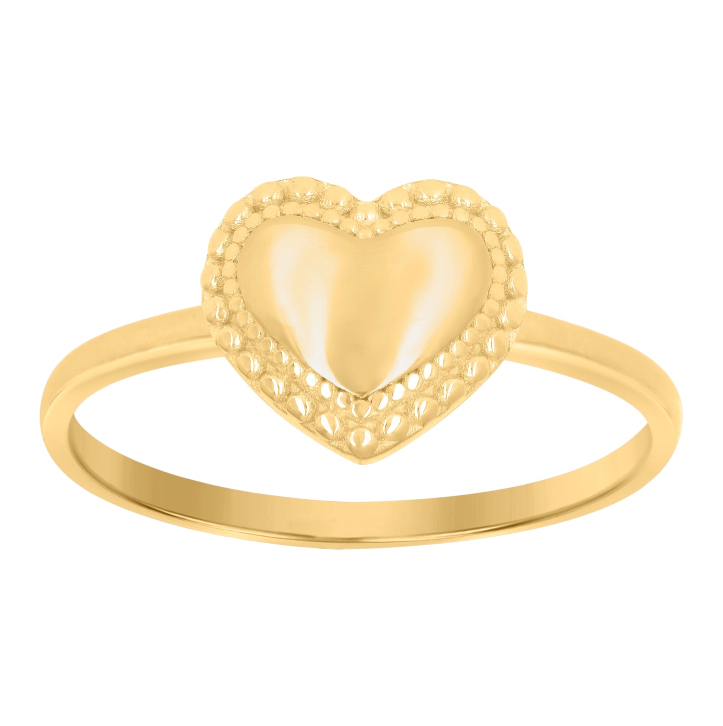 10K Yellow Gold Womens Heart Love Ring