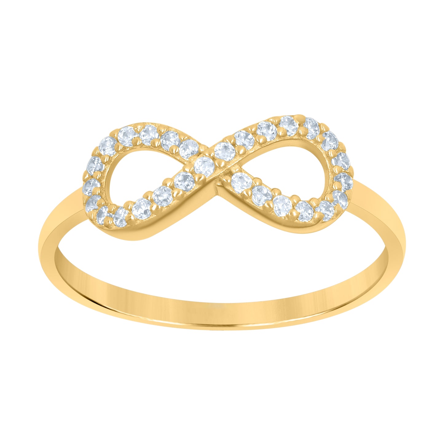 10K Yellow Gold Womens Cubic-Zirconia Love Symbol Infinity Ring