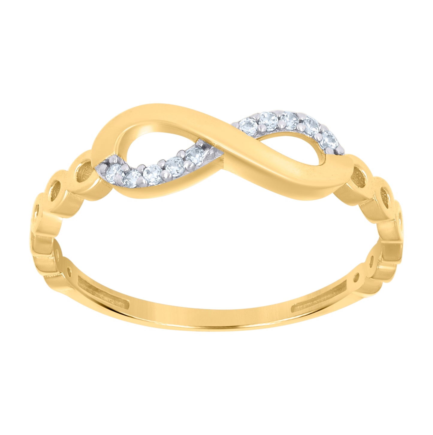 10K Two-Tone Gold Womens Cubic-Zirconia Love Symbol Infinity Ring