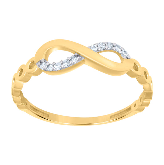 10K Two-Tone Gold Womens Cubic-Zirconia Love Symbol Infinity Ring