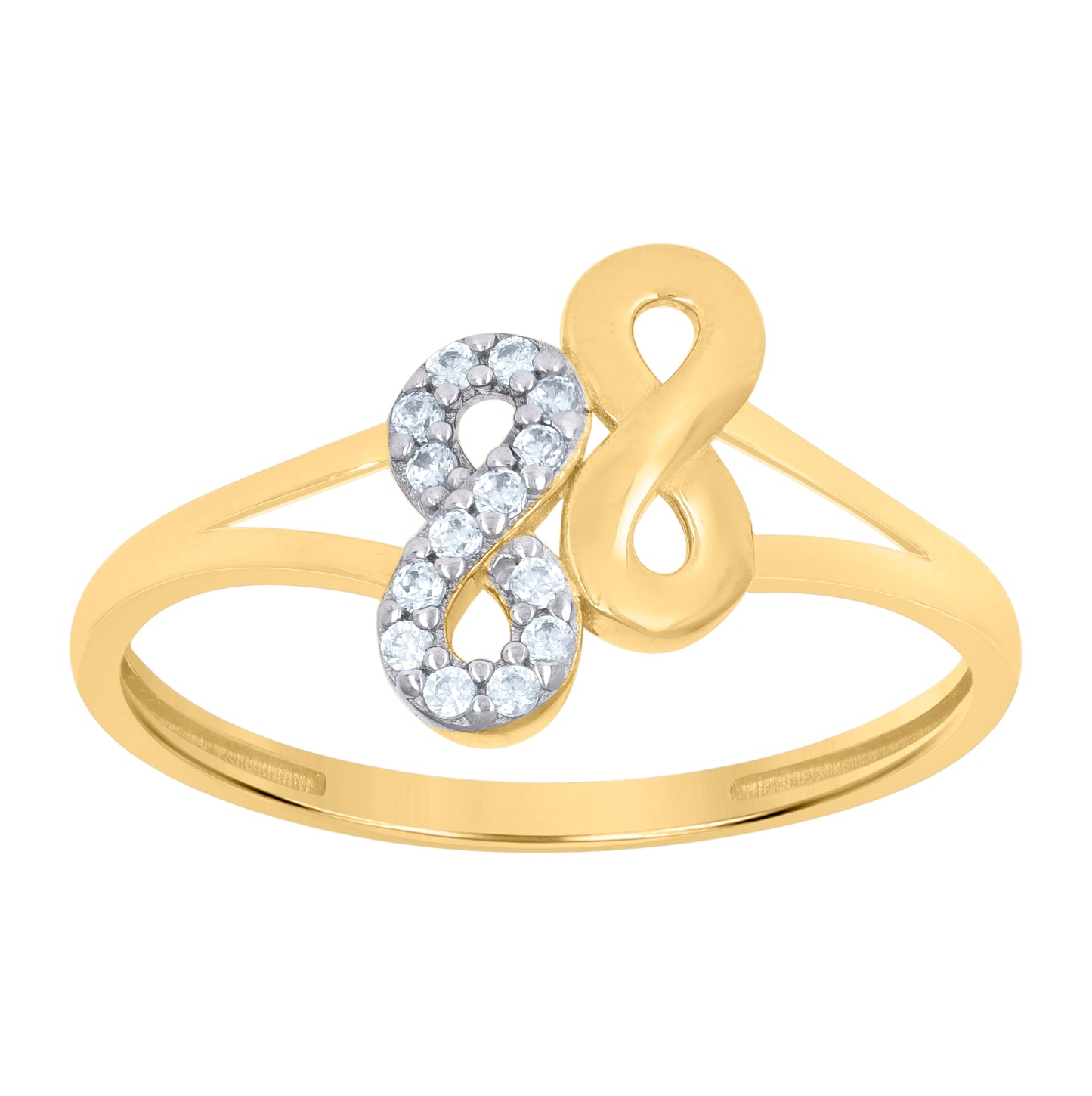 10K Two-Tone Gold Womens Cubic-Zirconia Love Symbol Infinity Ring