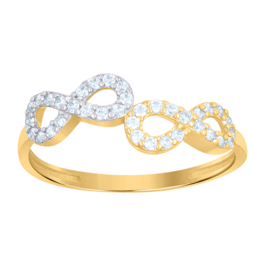 10K Two-Tone Gold Womens Cubic-Zirconia Love Symbol Infinity Ring