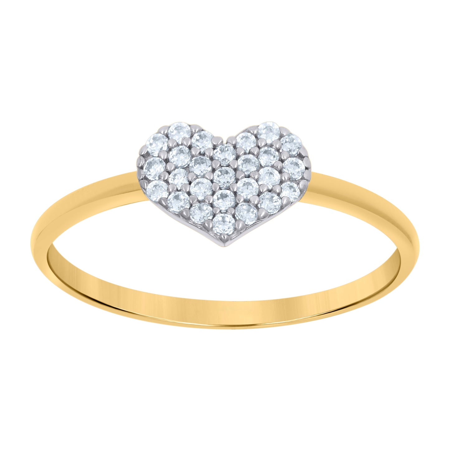 10K Two-Tone Gold Womens Cubic-Zirconia Heart Love Ring