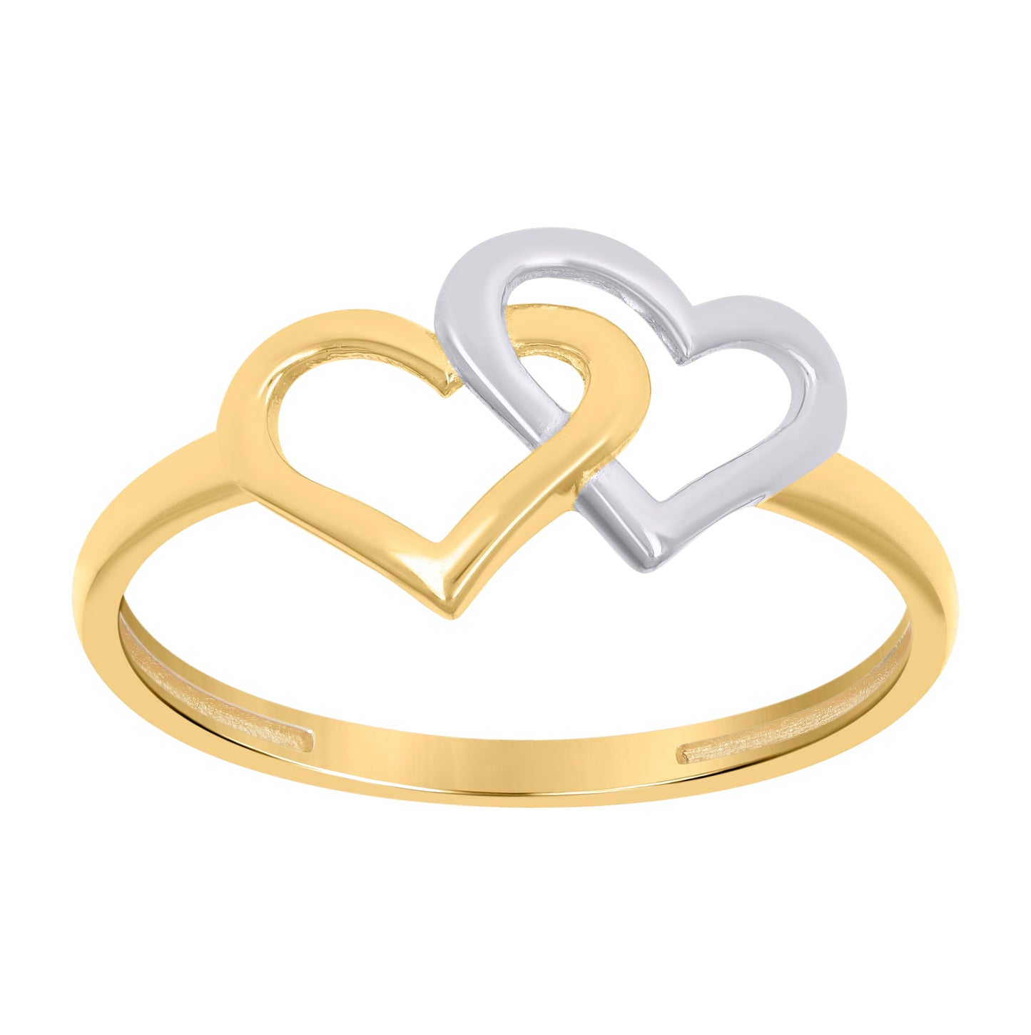 10K Two-Tone Gold Womens Intertwined Heart Ring